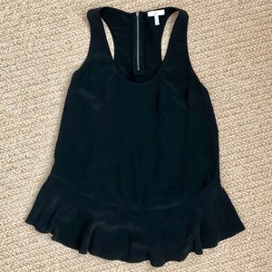 Joie Black Silk Peplum Racerback Tank XS